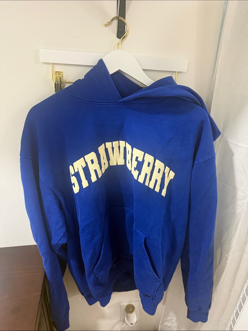 Strawberry Milk Mob Royal Blue Hoodie with Cream Lettering